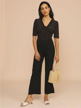 Rouje Sz 2 (34) Gino Black Cropped Minimalist Flare Pants
